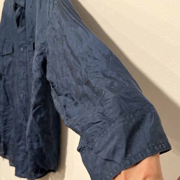 VTG Substudio Shirt Adult XL Blue 100% Silk‎ Button Up Long Sleeves Pockets NWT - Picture 6 of 16